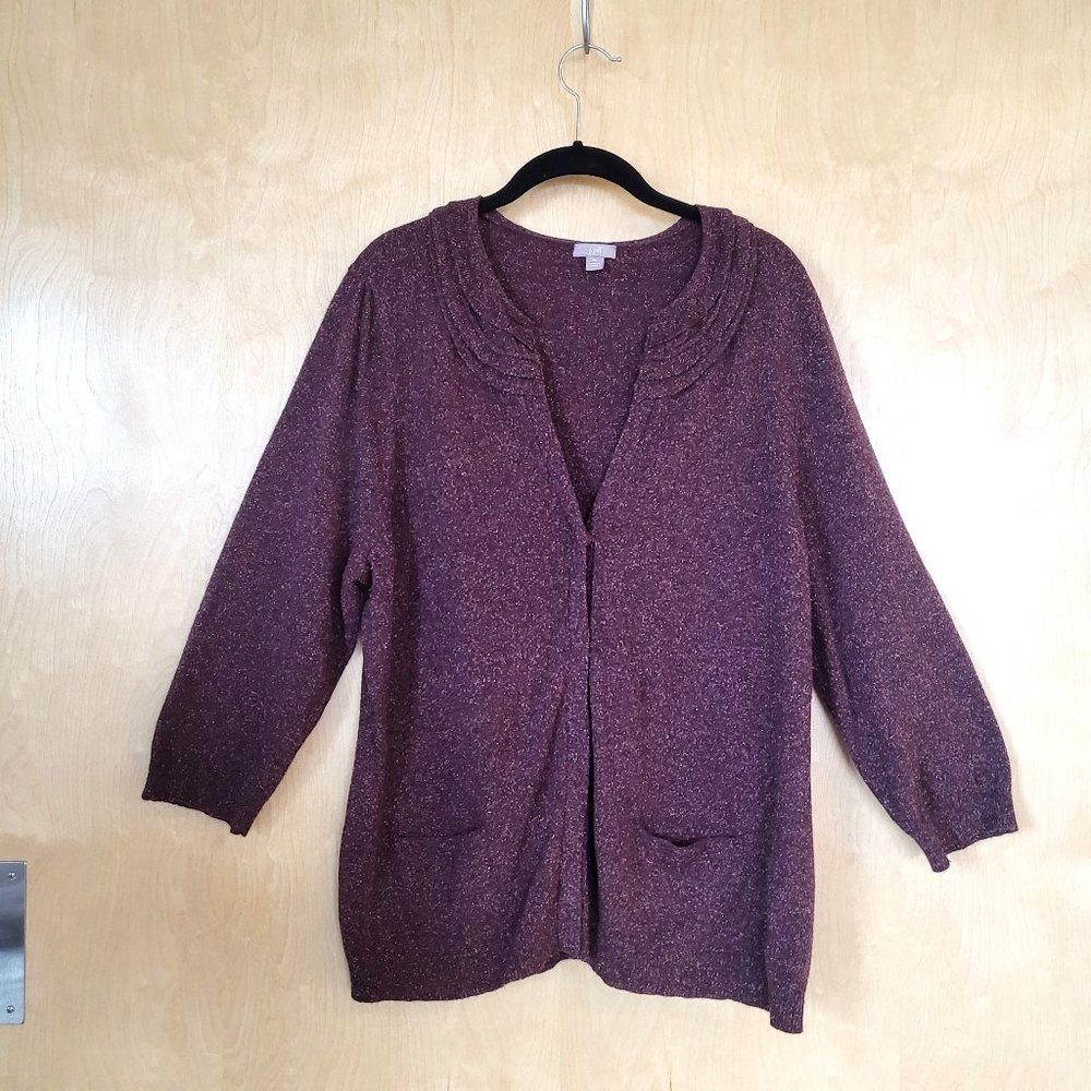 J. Jill Wool Blend Cardigan Sweater Mauve/ Plum Size X-Large